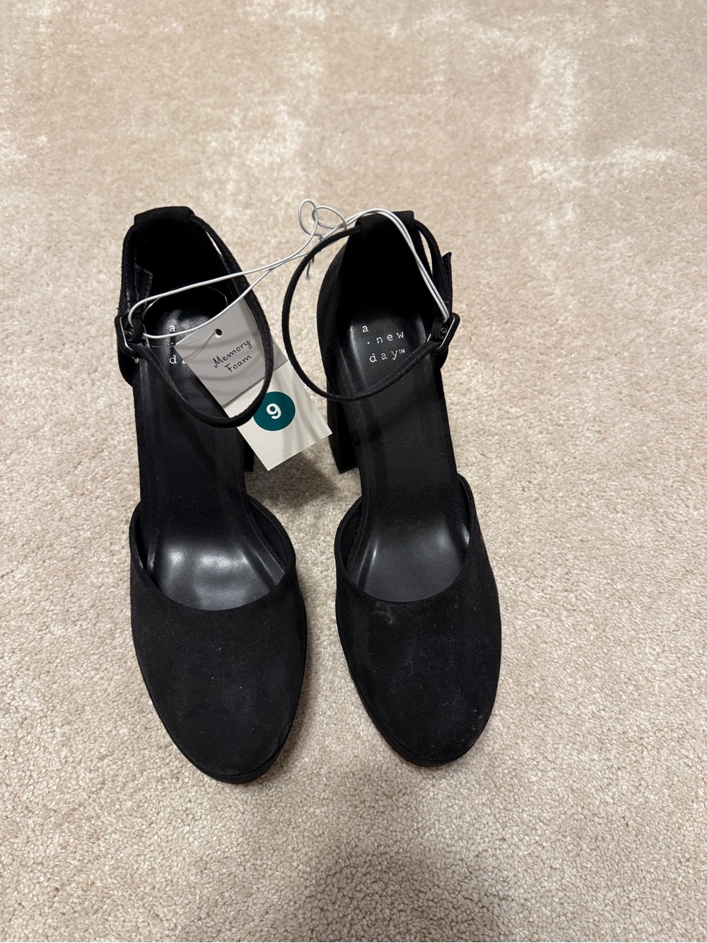NEW Black Ankle-Strap Block Heel Pumps